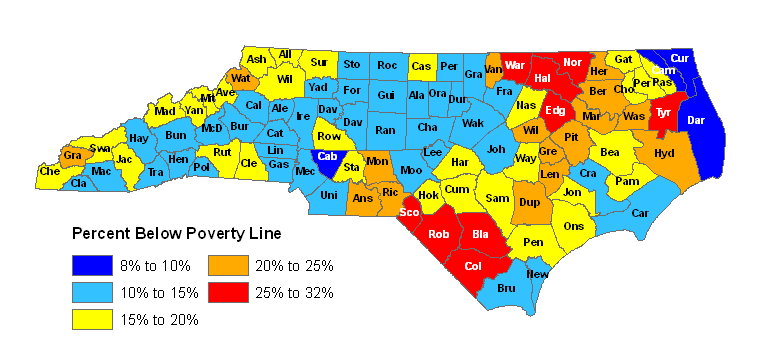 Percent of County Population Below the Federal Poverty Line